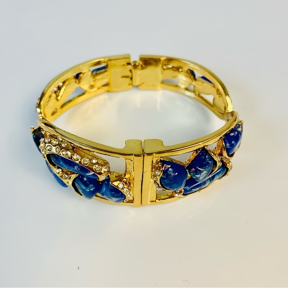 Kara Ross Blue Resin and Clear Crystal Bangle Bracelet - Picture 3 of 12